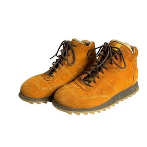 Dooney And Bourke‎ Orange Suede Booties Lace Up Made In Italy Size 5  Preppy Y2K